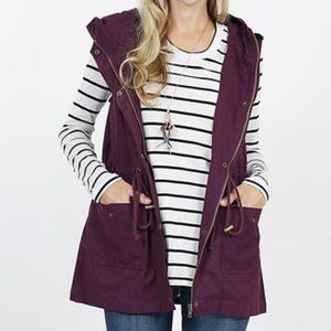 Dark Plum Hooded Military Vest M